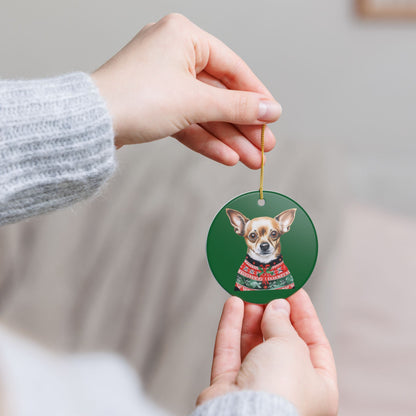 Chihuahua Christmas Sweater Ceramic Ornament   Item #713656