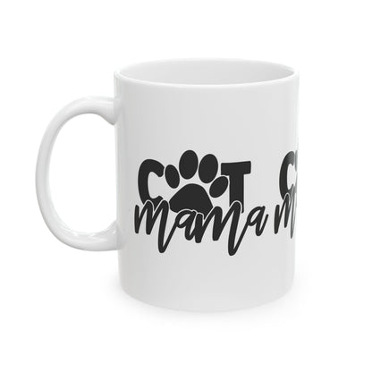 Cat Mama Ceramic Mug — Paw Print Coffee Cup 11oz   Item #530299
