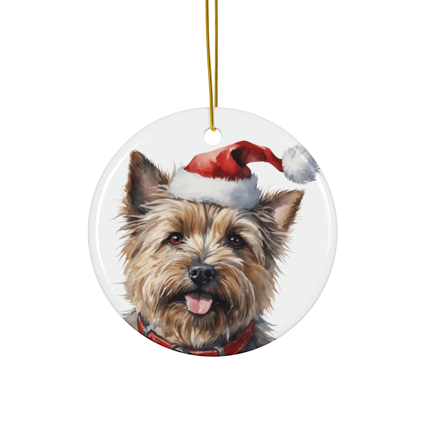 Ceramic Ornament - Cairn Terrier Dog With Santa Hat      Item #6664022