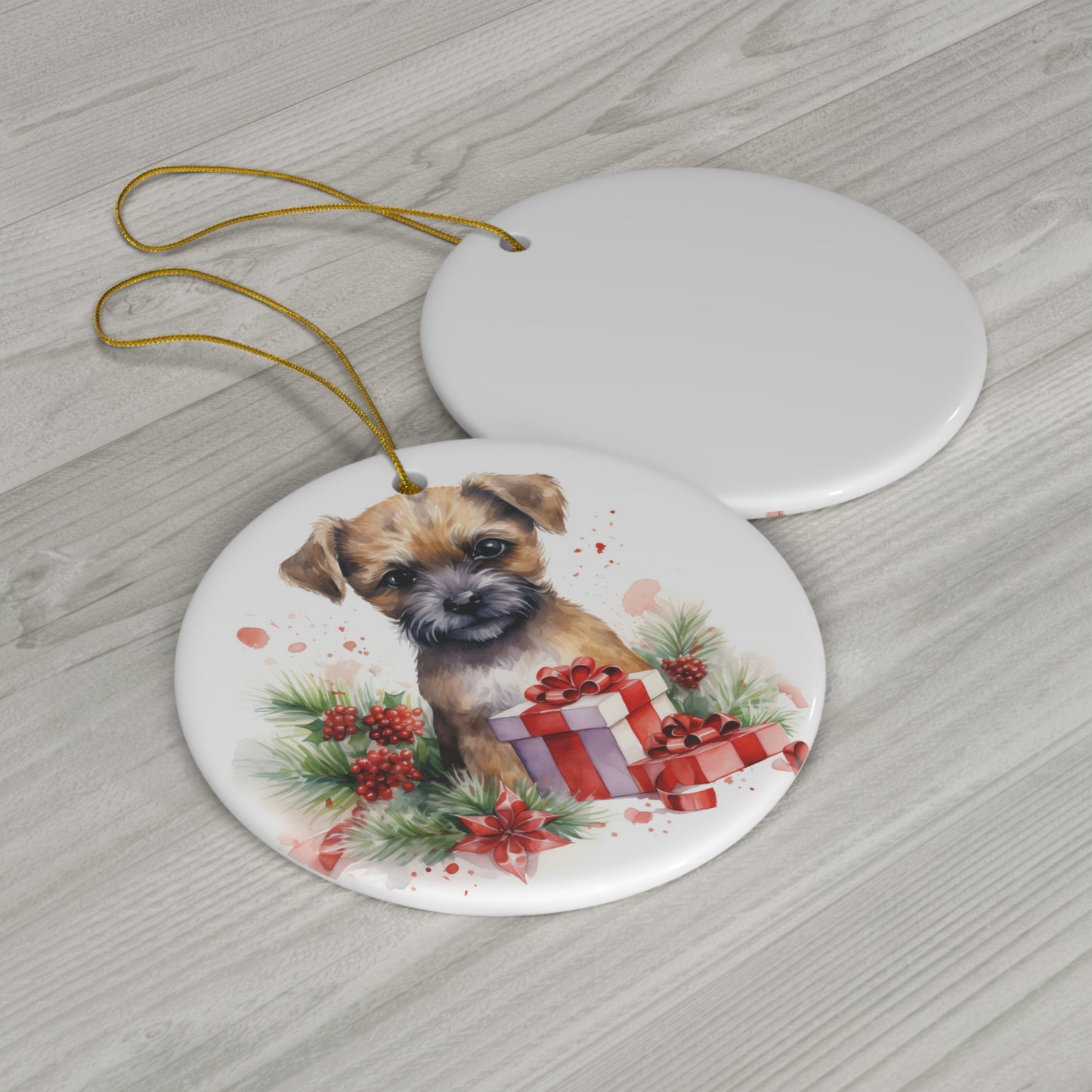 Ceramic Ornament - Border Terrier Christmas     Item #2572732