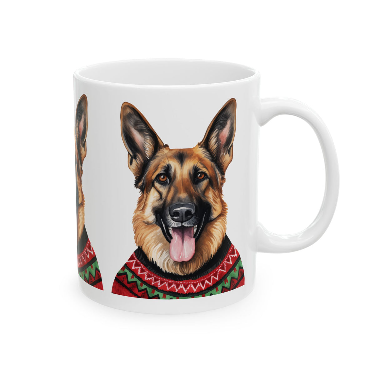 German Shepherd Christmas Mug — Festive Dog Portrait Coffee Cup 11oz   Item #633358