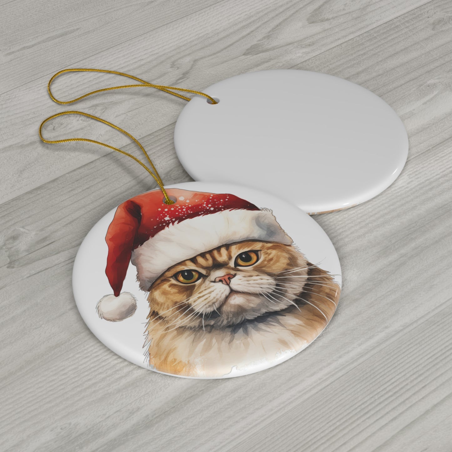 Exotic Shorthair Cat With Santa Hat Ceramic Ornament      Item #1687767