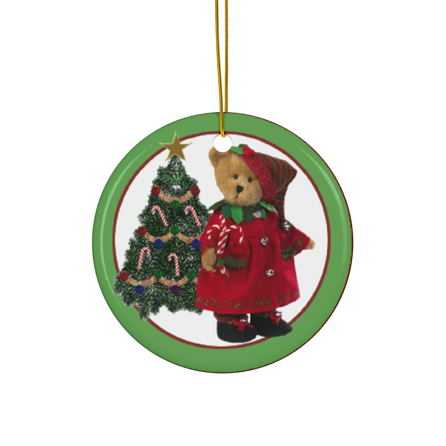 Christmas Bear Ceramic Disc Ornament      Item #2018671