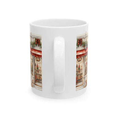 Christmas Cottage Shop Ceramic Mug — Festive Holiday Coffee Cup 11oz  Item #606544