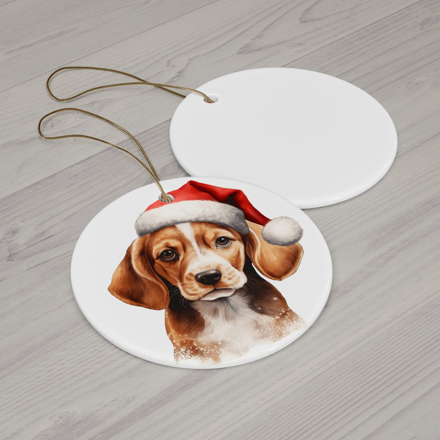 Christmas Dog Ceramic Disc Ornament               Item #9553082