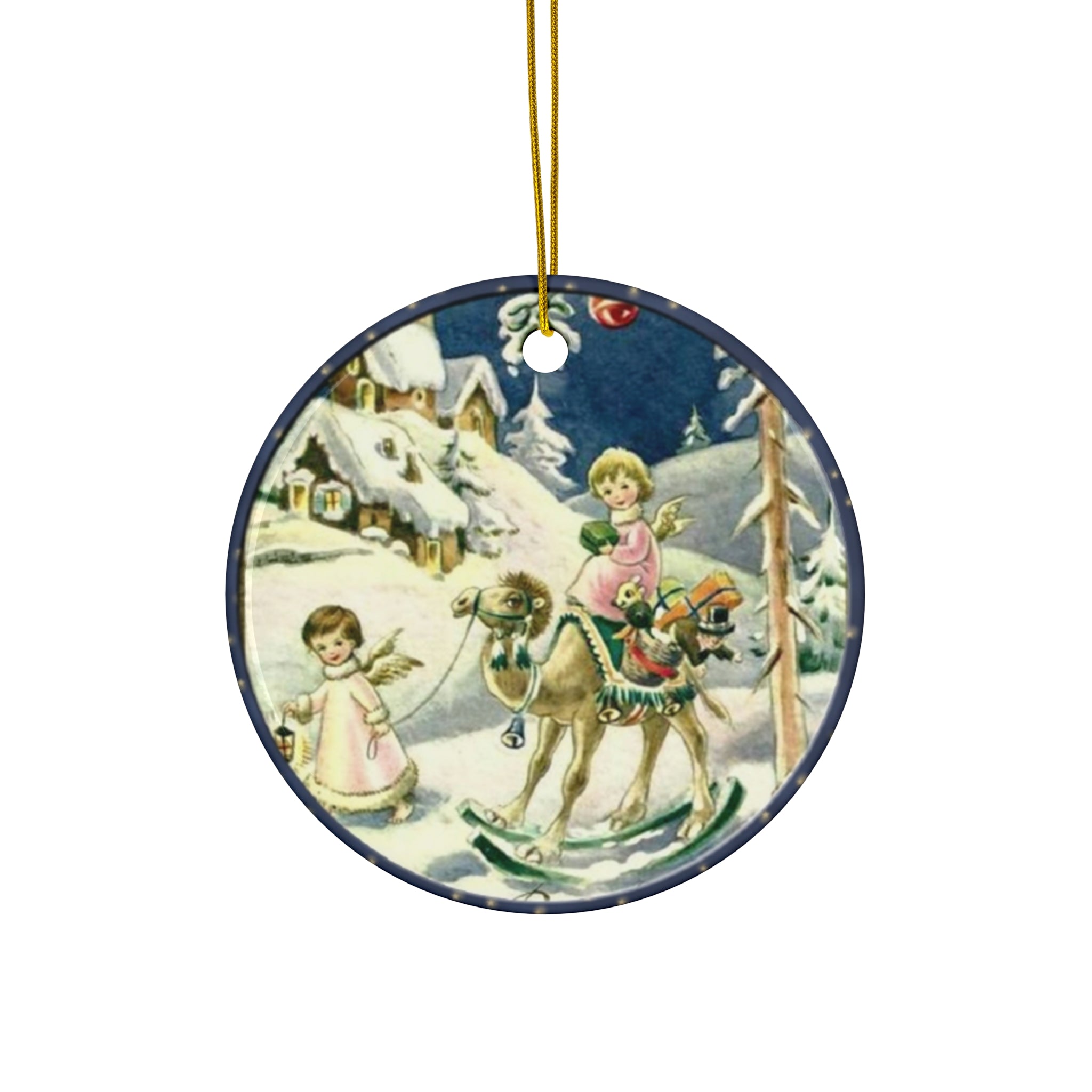 Christmas Scene Ceramic Disc Ornament          Item #366172 - Buckshot's Bargain Barn
