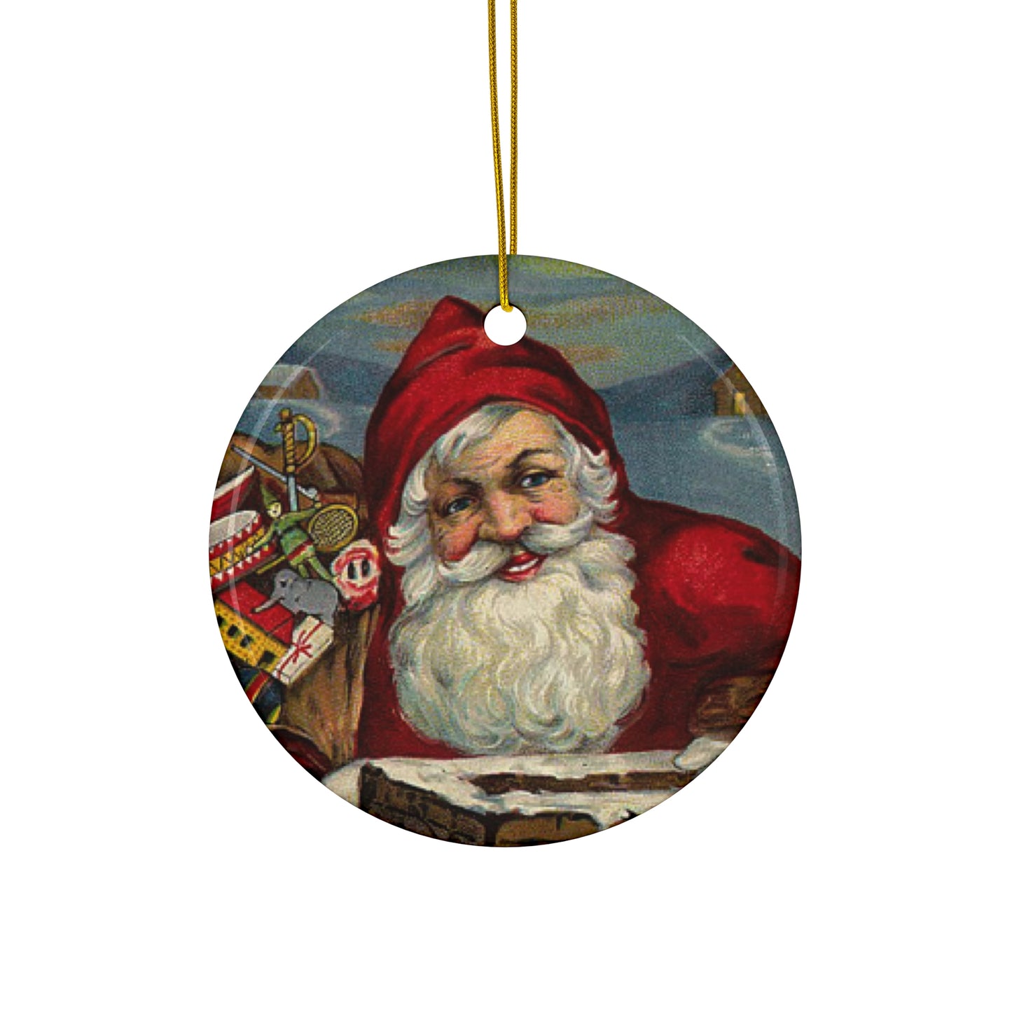 Santa Ceramic Disc Ornament          Item #9285251