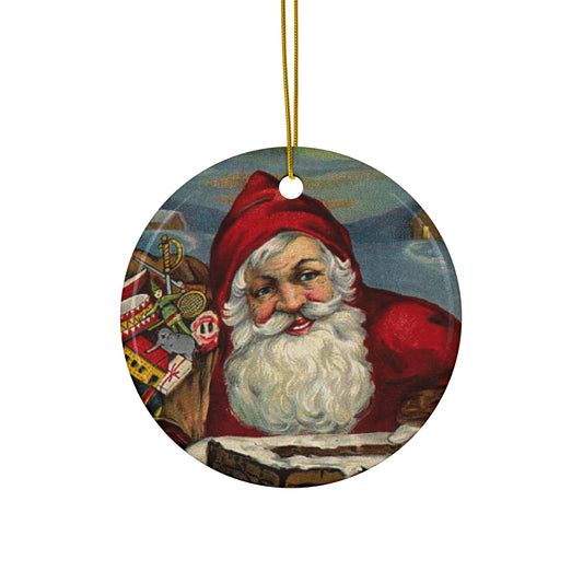 Santa Ceramic Disc Ornament          Item #9285251