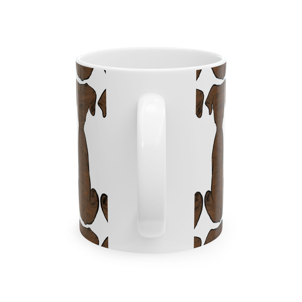 Dachshund Pattern Ceramic Mug — Cute Black & Tan Sausage Dog Coffee Cup 11oz   Item #666911