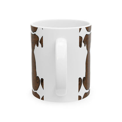 Dachshund Pattern Ceramic Mug — Cute Black & Tan Sausage Dog Coffee Cup 11oz   Item #666911