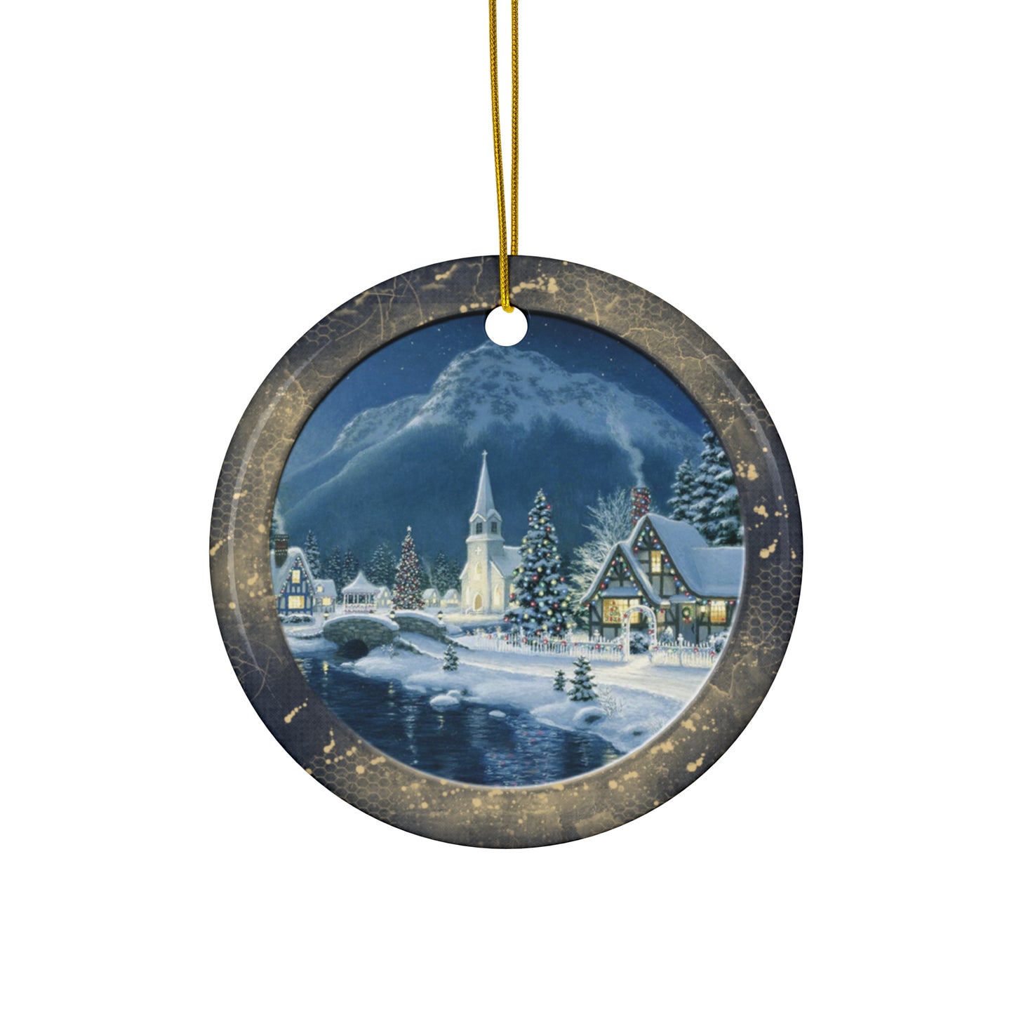 Winter Scene Ceramic Disc Ornament           Item #168783