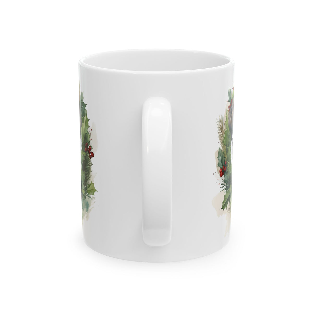 Christmas Dog & Holly Wreath Ceramic Mug 11oz  Item #104844