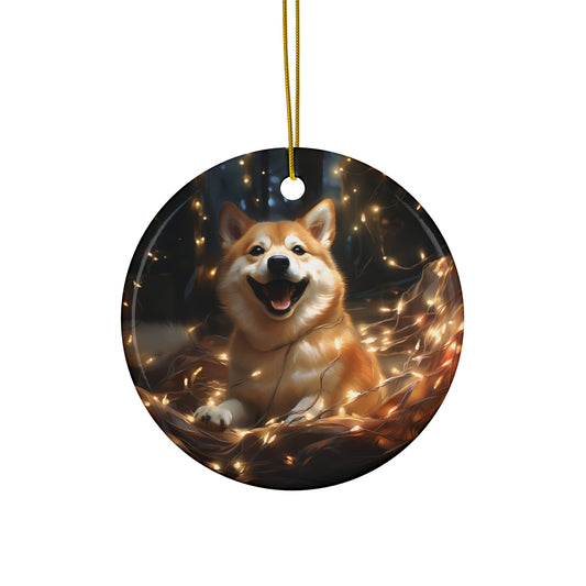 Ceramic Ornament - Xmas Dog With Lights       Item #2109553