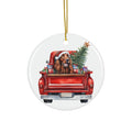 Ceramic Ornament - Irish Setter Christmas Dog In Red Truck       Item #4609602