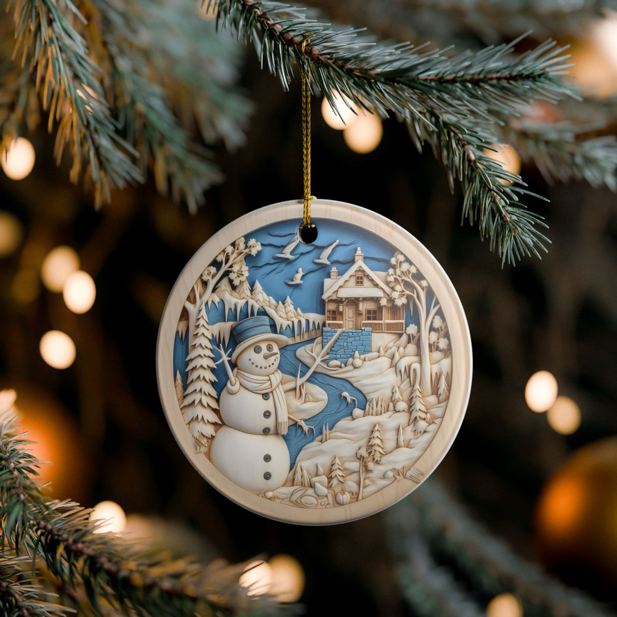Winter Wonderland Snowman Ceramic Ornament    Item #4625