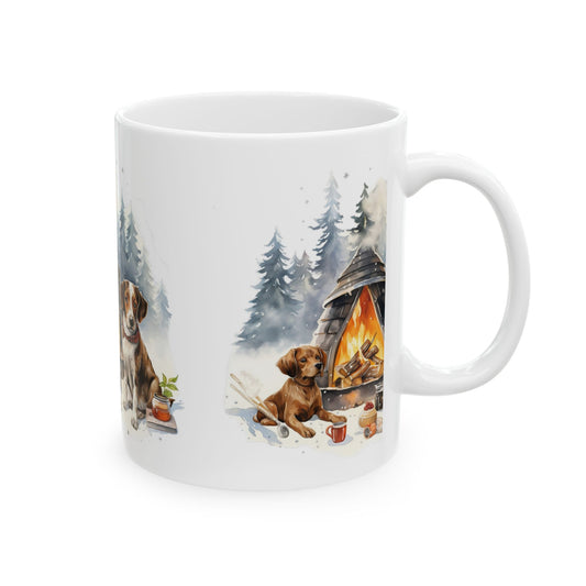 Camping Dogs Ceramic Mug — Cozy Campfire Coffee Cup 11oz  Item #991019