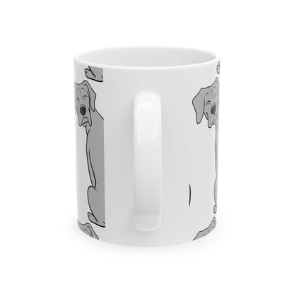 Grey Lab Dog Pattern Ceramic Mug — Cute Labrador Coffee Cup 11oz   Item #542949
