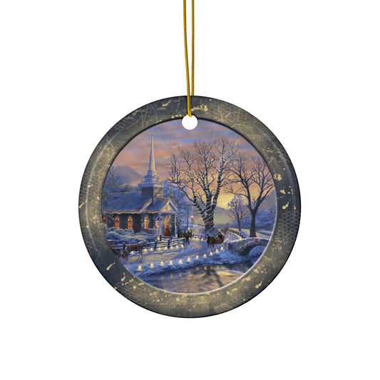 Winter Scene Ceramic Disc Ornament            Item #8457831