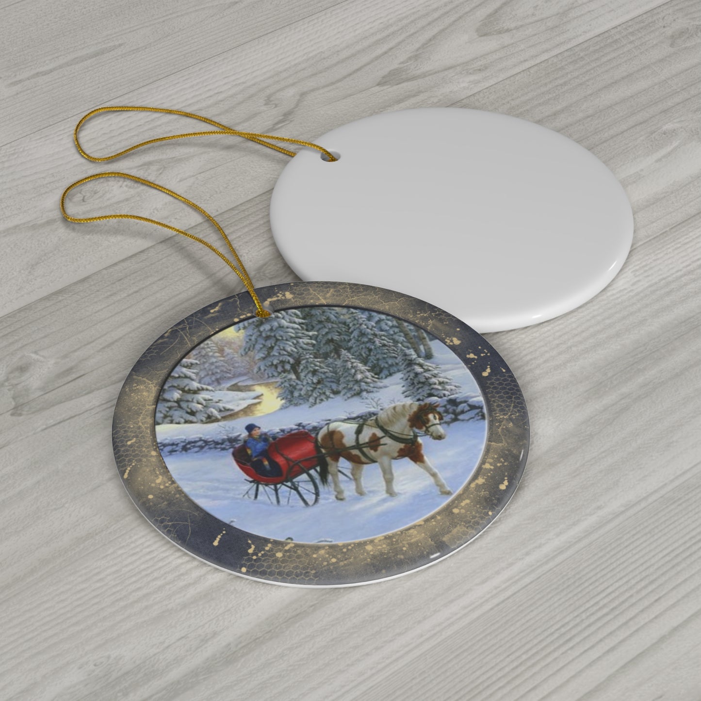 Winter Scene Ceramic Disc Ornament         Item #7504441