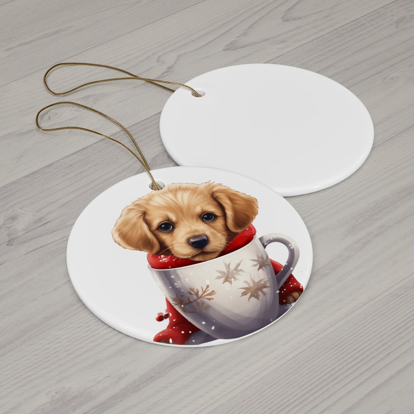 Christmas Dog Ceramic Disc Ornament             Item #4868939