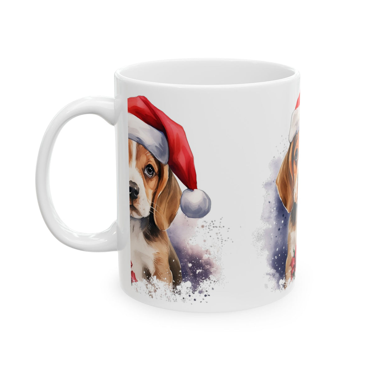 Christmas Beagle Mug – Cute Puppy in Santa Hat Ceramic Coffee Cup 11oz  Item #738949