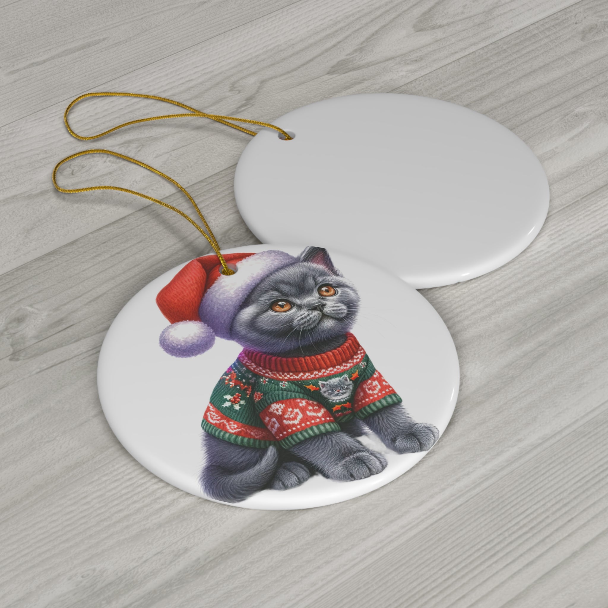 Ceramic Ornament - Chartreux Christmas Kitten     Item #321678