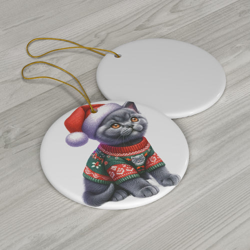 Ceramic Ornament - Chartreux Christmas Kitten     Item #321678