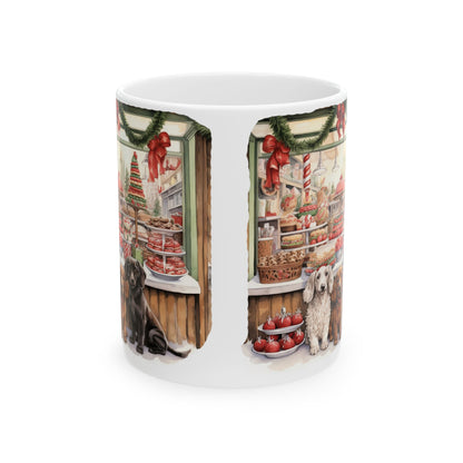 Christmas Bakery Window Ceramic Mug — Holiday Dogs & Festive Pastries 11oz  Item #866884