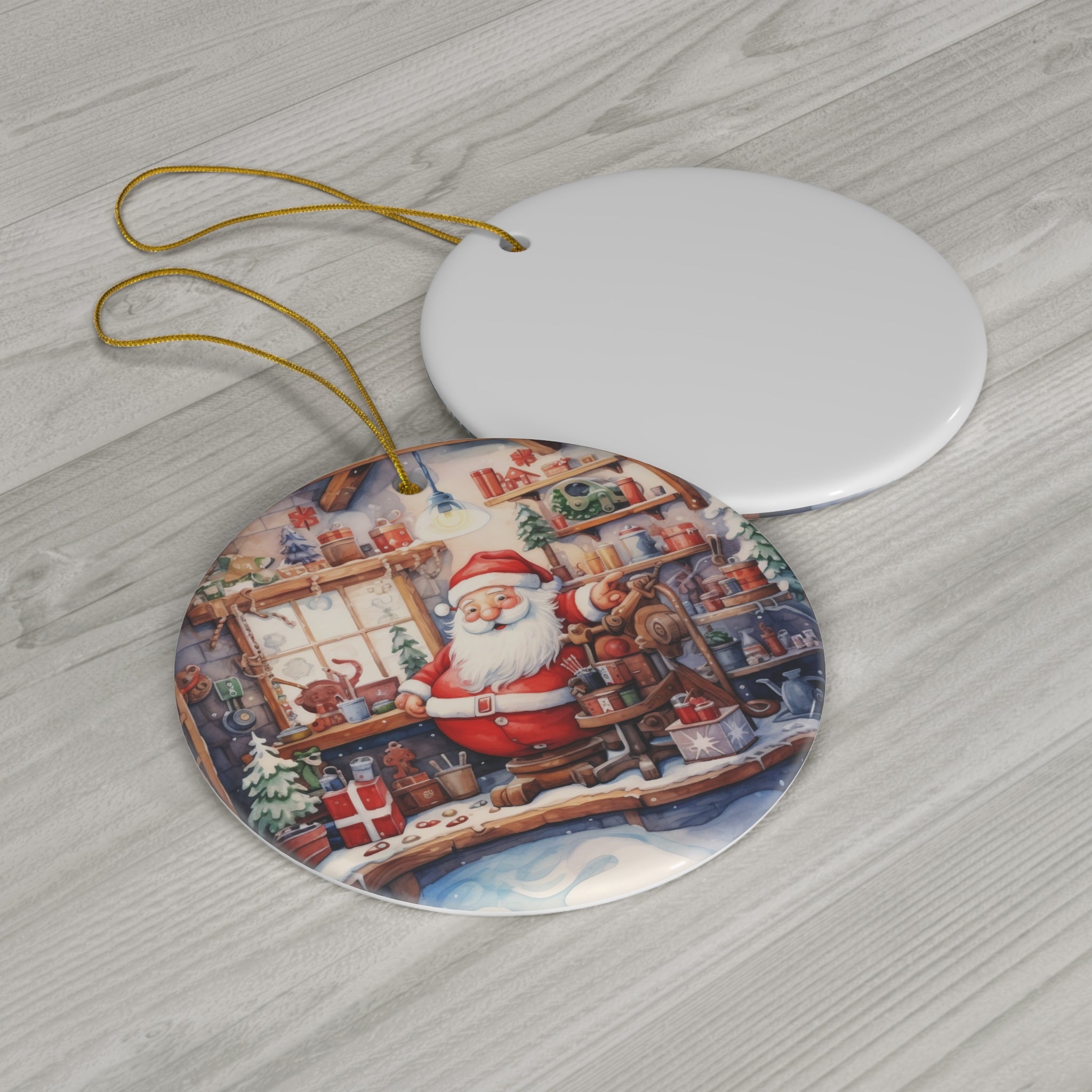 Santa Ceramic Disc Ornament         Item #616702