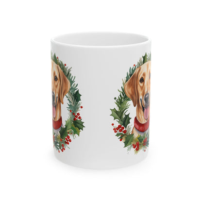Golden Retriever Christmas Wreath Ceramic Mug 11oz   Item #650532
