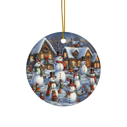 Snow Family Ceramic Disc Ornament           Item #45449