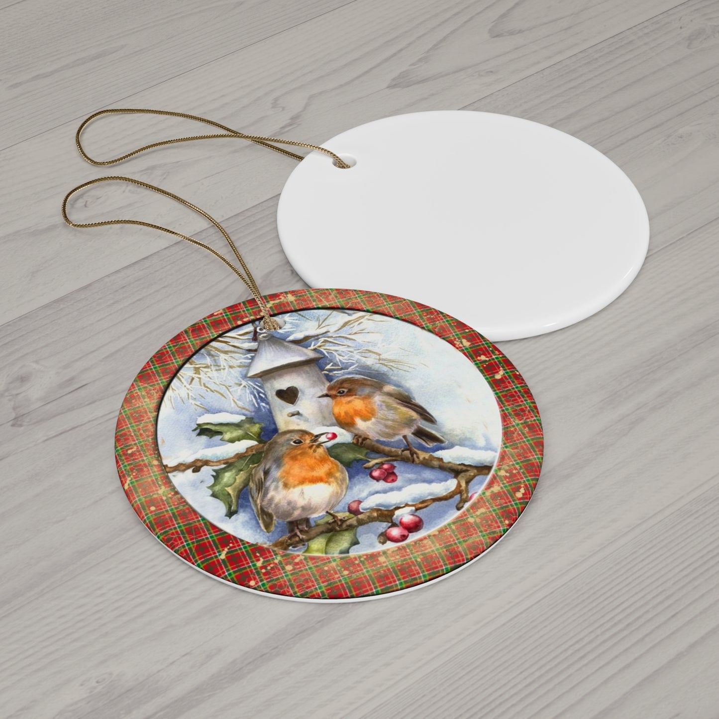 Christmas Birds Ceramic Disc Ornament   Item #433674