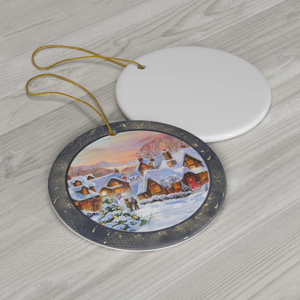 Winter Scene Ceramic Disc Ornament       Item #2537902 - Buckshot's Bargain Barn