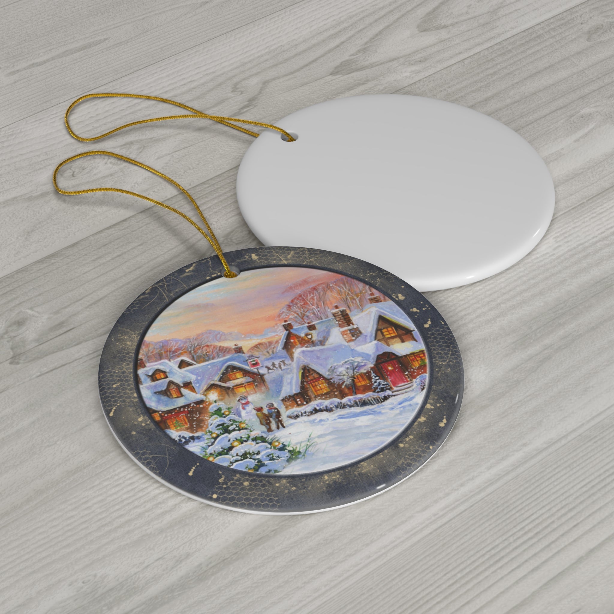 Winter Scene Ceramic Disc Ornament       Item #2537902 - Buckshot's Bargain Barn
