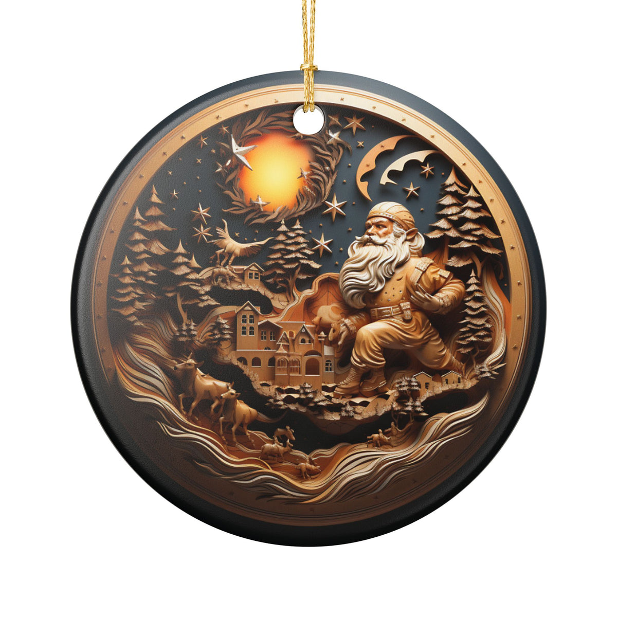 Santa Winter Wonderland Ceramic Christmas Ornament    Item # 419083