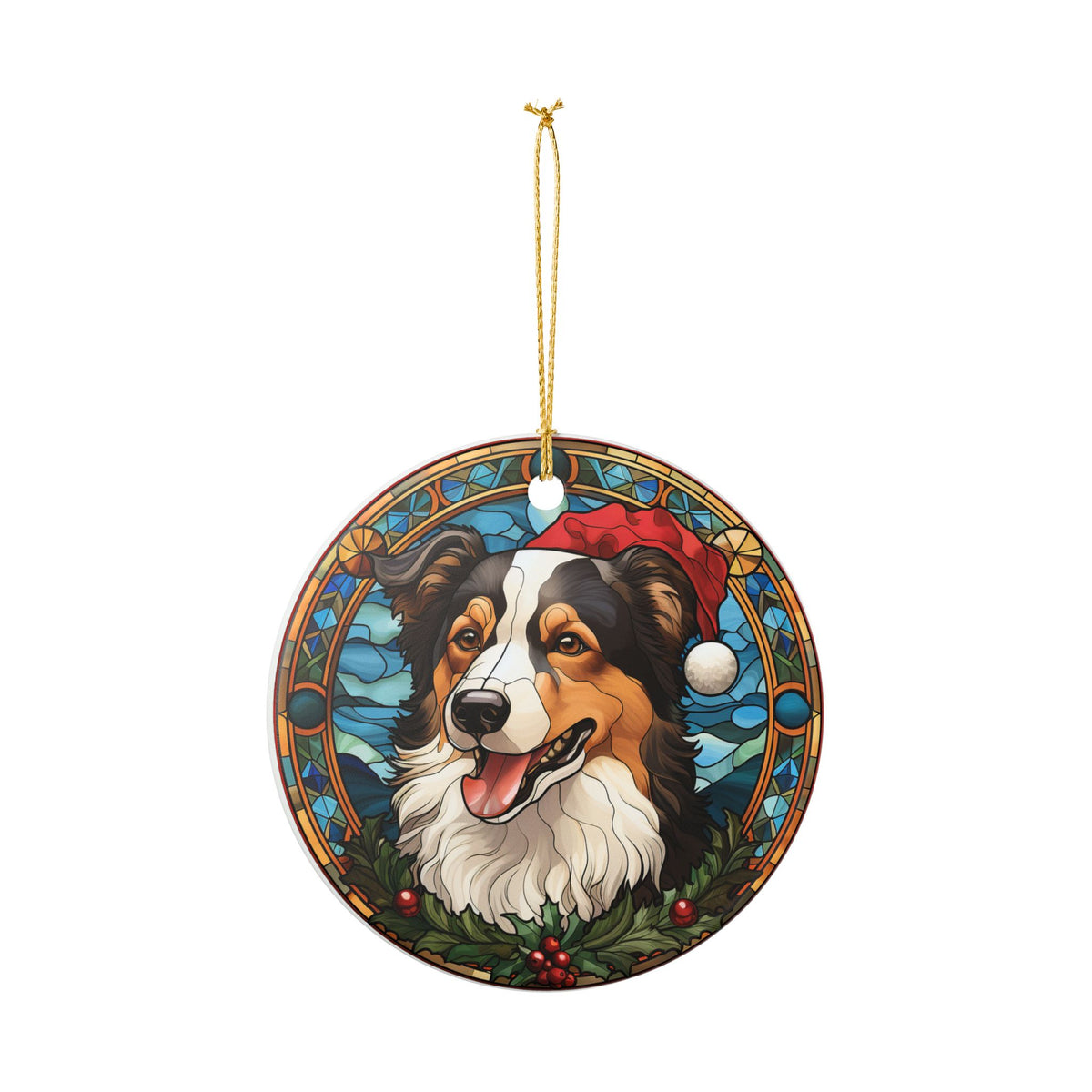 Scottish Collie Dog Christmas Ceramic Ornament Item #201768
