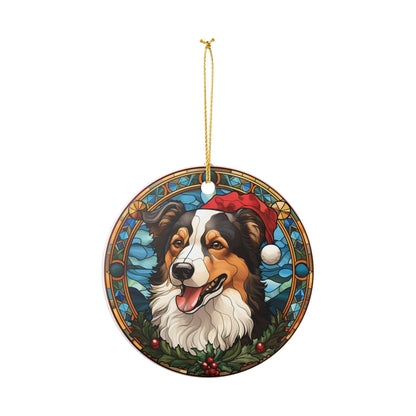 Scottish Collie Dog Christmas Ceramic Ornament Item #201768