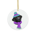 Lab in Purple Winter Gear Ceramic Disc Ornament            Item #2083025