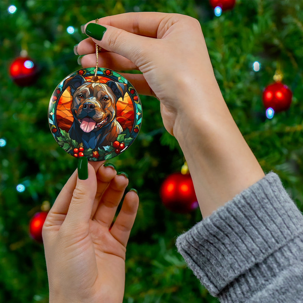 Staffordshire Terrier Ceramic Disc Ornament           Item #2018214
