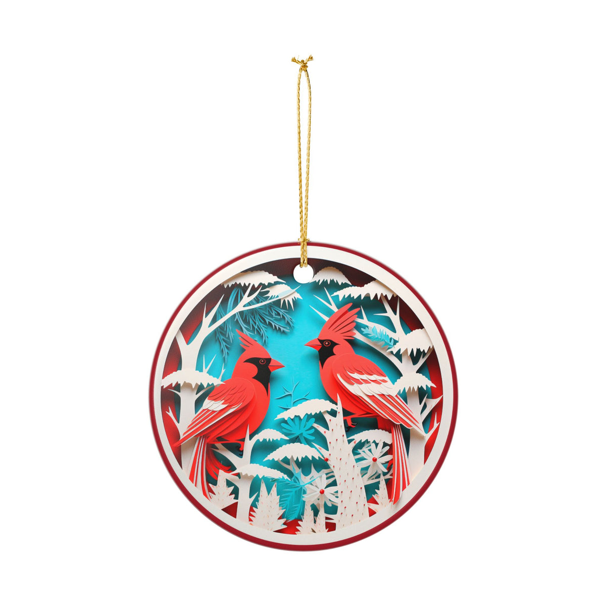 Ceramic Cardinal Bird Christmas Ornament   Item #58303