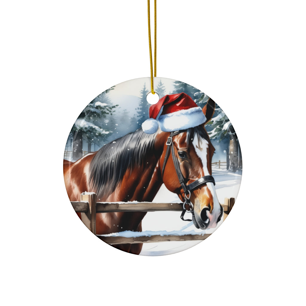 Horse Christmas Ceramic Disc Ornament     Item #6968306