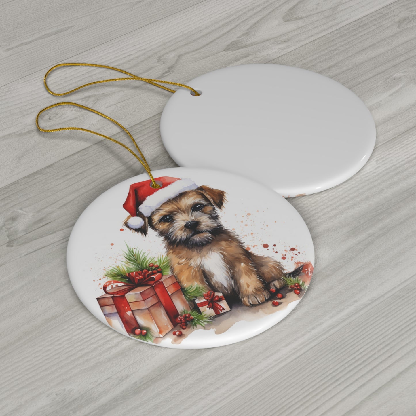 Ceramic Ornament - Border Terrier Christmas     Item #7512143