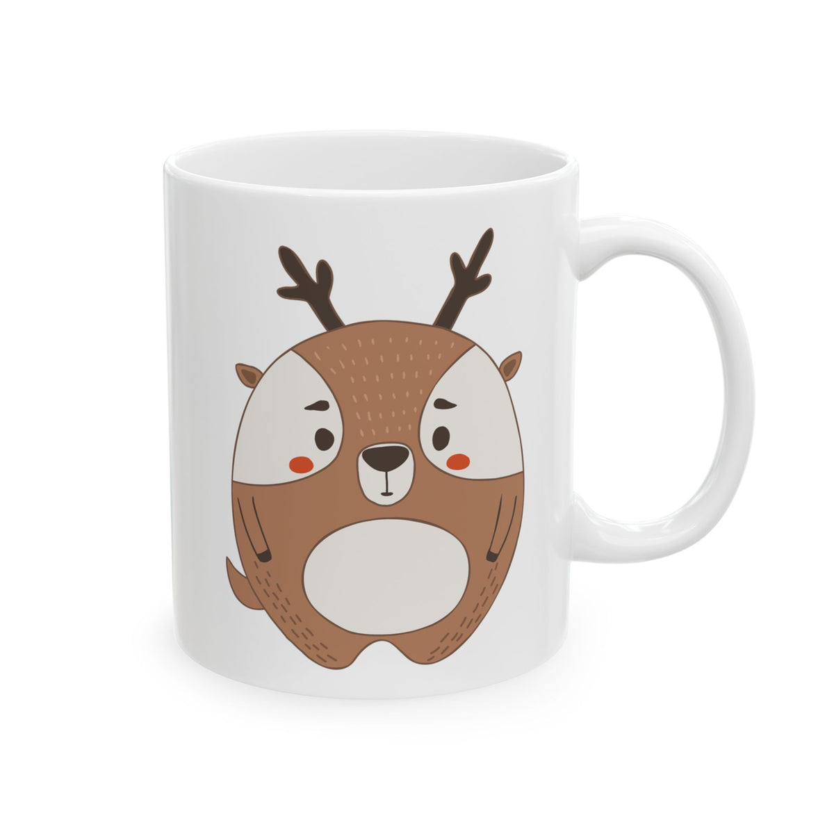 Reindeer Cute Christmas Mug – Holiday Ceramic Coffee Cup 11oz     Item #3952