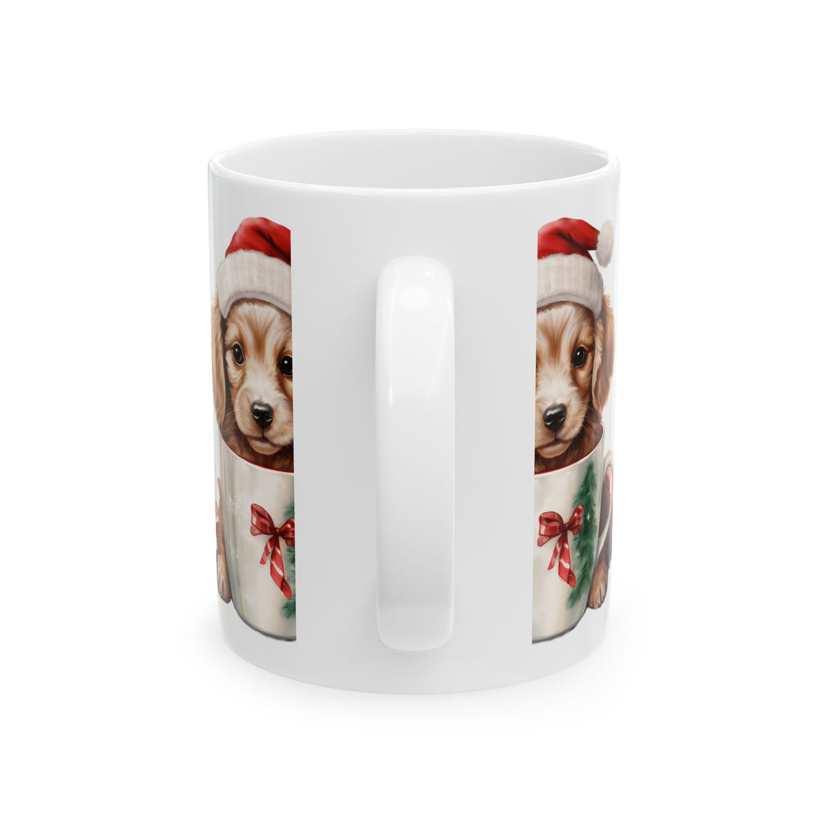 Christmas Puppy Mug – Cute Puppy in Santa Hat Ceramic Coffee Cup 11oz Item #718866