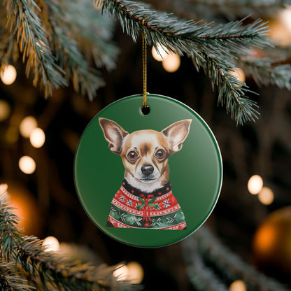 Chihuahua Christmas Sweater Ceramic Ornament   Item #713656