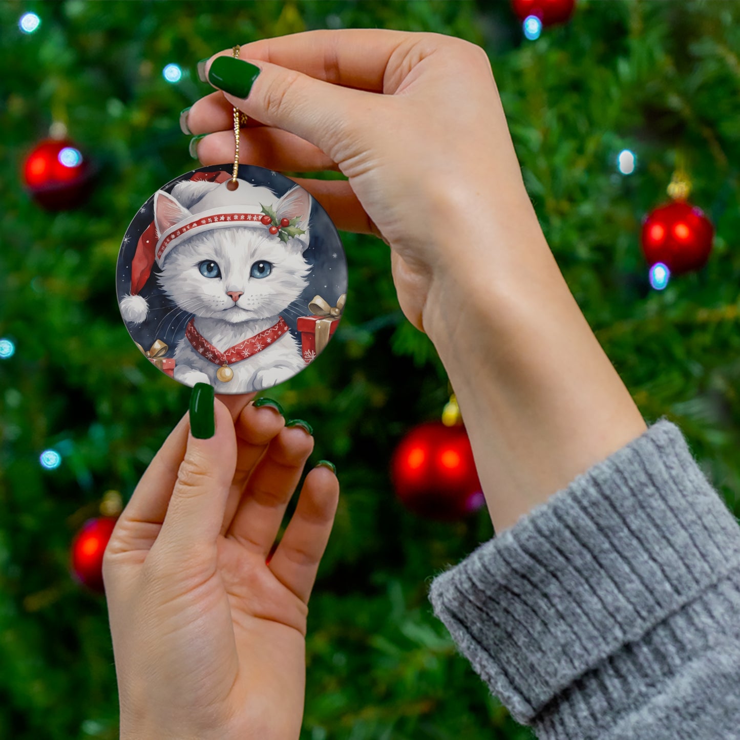 Ceramic Ornament - Christmas Cat     Item #8683332