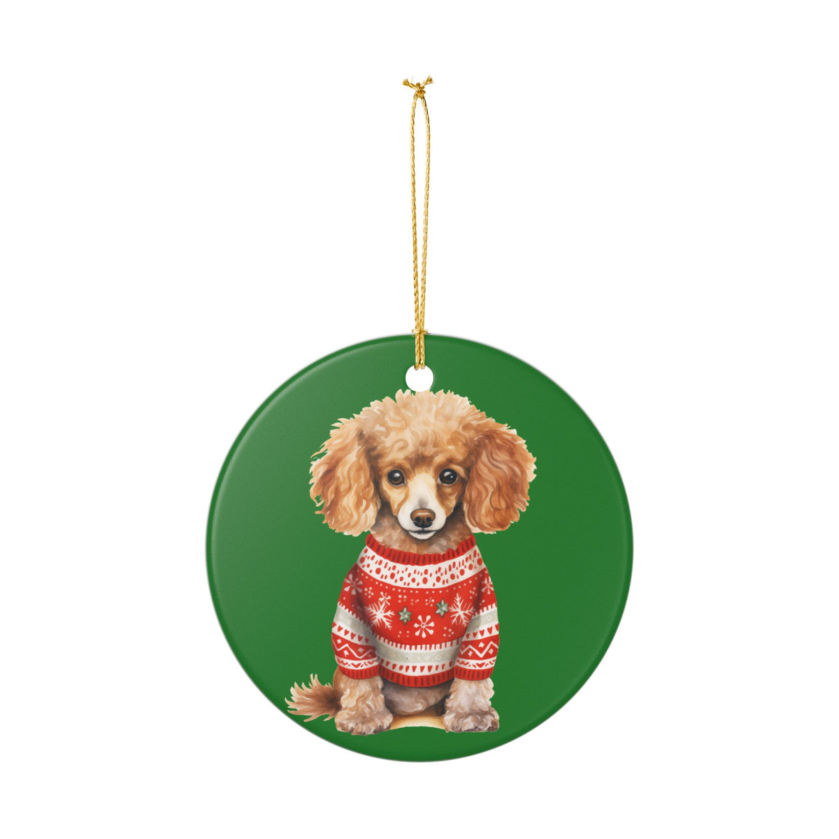 Christmas Puppy in Sweater Ceramic Ornament  Item #398495