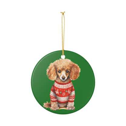 Christmas Puppy in Sweater Ceramic Ornament  Item #398495