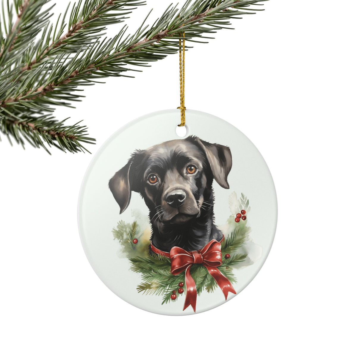 Black Labrador Christmas Ceramic Ornament     Item #222649