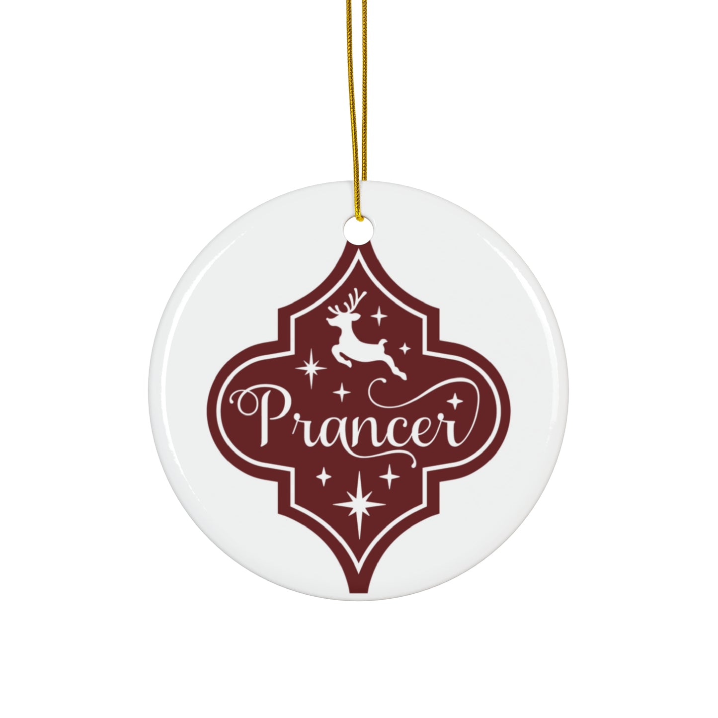 Prancer Reindeer Ceramic Disc Ornament       Item #264052